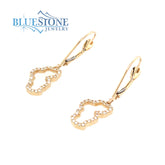 Small 14 Karat Yellow Gold Lake Tahoe Outline Diamond Earrings